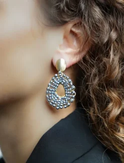 Metallic Zilveren Oorbellen Babs Open Drop S