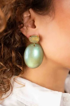 Mint Holo Oorbellen Closed Bugle Oval L Angie