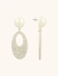 Mix Matte Kristal Parel Oorbel Ronde Open Teardrop S