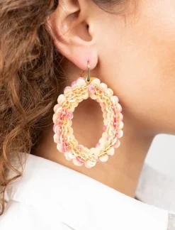 Mix Roze Oorbellen Sequin Ovaal Xl