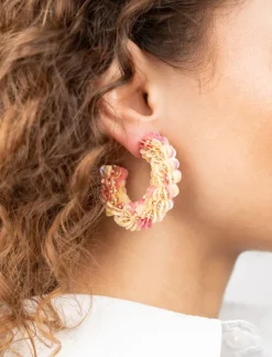 Mix Roze Oorbellen Sequin Creole M