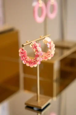 Mix Roze Oorbellen Sequin Creole M