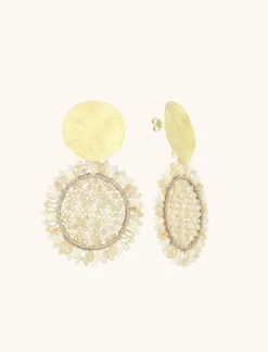 Mixed Beige Oorbellen Fie Rond