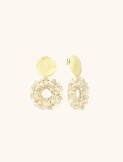 Mixed Beige Oorbellen Poppy Rond