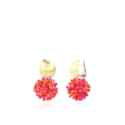 Mixed Fuchsia Oorbellen Clip Louise Glassberry Globe L Double Stones Tonal
