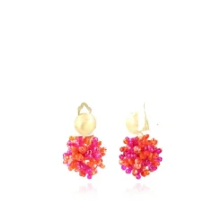 Mixed Fuchsia Oorbellen Clip Louise Glassberry Globe S Double Stones Tonal