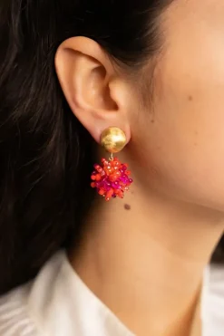 Mixed Fuchsia Oorbellen Clip Louise Glassberry Globe S Double Stones Tonal