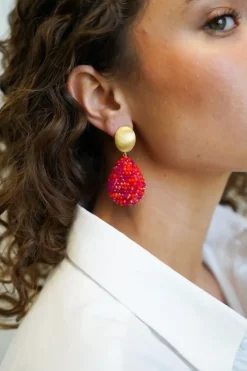 Mixed Fuchsia Oorbellen Loulou Closed Drop M Clip