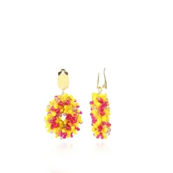 Mixed Gele Oorbellen Clip Louise Glassberry Druppel S Double Stones Tonal