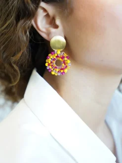 Mixed Gele Oorbellen Poppy Rond S