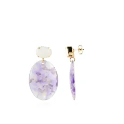 Mixed Lila Oorbellen Celia Bugle L Strass Wit