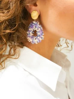 Mixed Paars Oorbellen Clip Louise Glassberry Druppel L Double Stones Tonal