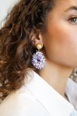 Mixed Paars Oorbellen Clip Louise Glassberry Druppel S Double Stones Tonal
