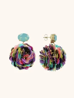 Multi Mix Oorbellen Sequin Globe L Strass