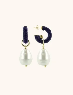 Navy Blauwe Oorbellen Creole Xs Parel Apollo