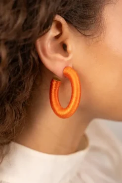 Oranje Oorbellen Amara Creool Ovaal L