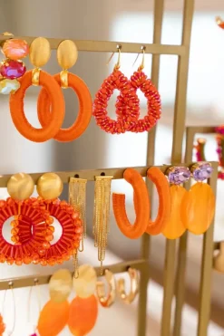 Oranje Oorbellen Amara Creool Ovaal L