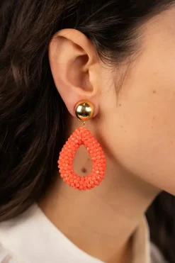 Oranje Oorbellen Berry Druppel L Clip