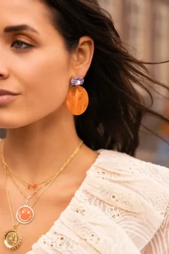 Oranje Oorbellen Celia Ovaal S