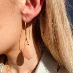 Oranje Oorbellen Quartz Druppel L
