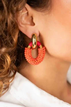 Oranje Oorbellen Yara Ovaal M Luxe