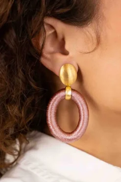 Oud Roze Oorbellen Faye Ovaal L