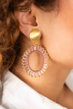 Oud Roze Oorbellen Naomi Ovaal M Clip