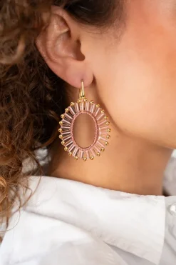 Oud Roze Oorbellen Naomi Ovaal Flat S