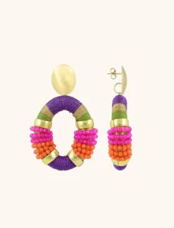Paarse Fuchsia Oorbellen Caroline Ovaal L Premium