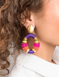 Paarse Fuchsia Oorbellen Caroline Ovaal L Premium