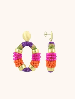 Paarse Fuchsia Oorbellen Caroline Ovaal M Premium