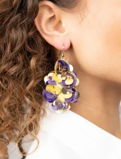 Paarse Lime Oorbellen Laure Sequin Druppel L