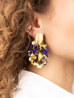 Paarse Lime Oorbellen Sas Sequin Ovaal M