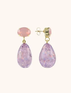 Paarse Oorbellen Merel Druppel Strass