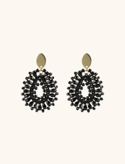 Robin Silk Drop Crystal S Black Oorbellen