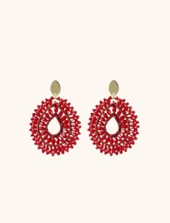 Rode Oorbellen Alice Silk Crystal Druppel