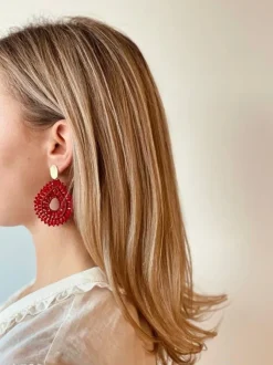 Rode Oorbellen Alice Silk Crystal Druppel