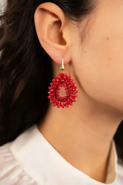 Rode Oorbellen Robin Silk Drop Crystal S