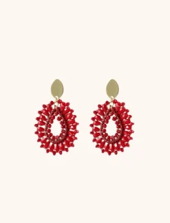 Rode Oorbellen Robin Silk Drop Crystal S