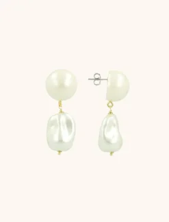 Ronde Parel Oorbellen Asymmetrisch Earth L