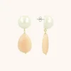 Ronde Peach Parel Oorbellen Drop L
