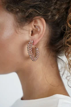 Rosekleurige Oorbellen Loe Creool Deluxe L