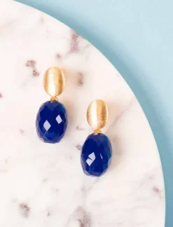 Royal Blauwe Oorbellen Ovaal Egg M Romijn