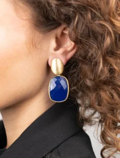 Royal Blauwe Oorbellen Pendant Square Jane