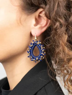 Royal Blauwe Oorbellen Urchin Druppel M