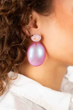 Roze Holo Oorbellen Closed Bugle Oval L Angie