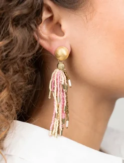 Roze Mix Oorbellen Fantasy Tassle L