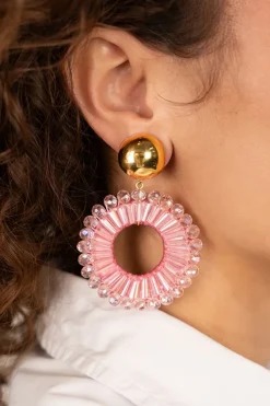 Roze Oorbellen Ann-Mary Cirkel Dubbel Clip