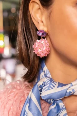 Roze Oorbellen Daisy Globe L Flower Strass