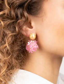 Roze Oorbellen Daisy Globe S Flower